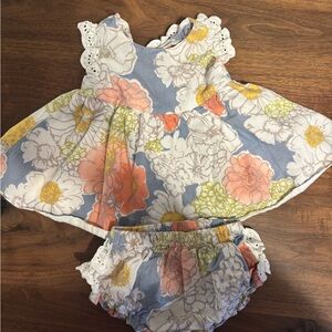 Size 3 month smocked spring summer Baby Starters Floral Diaper Cover Set